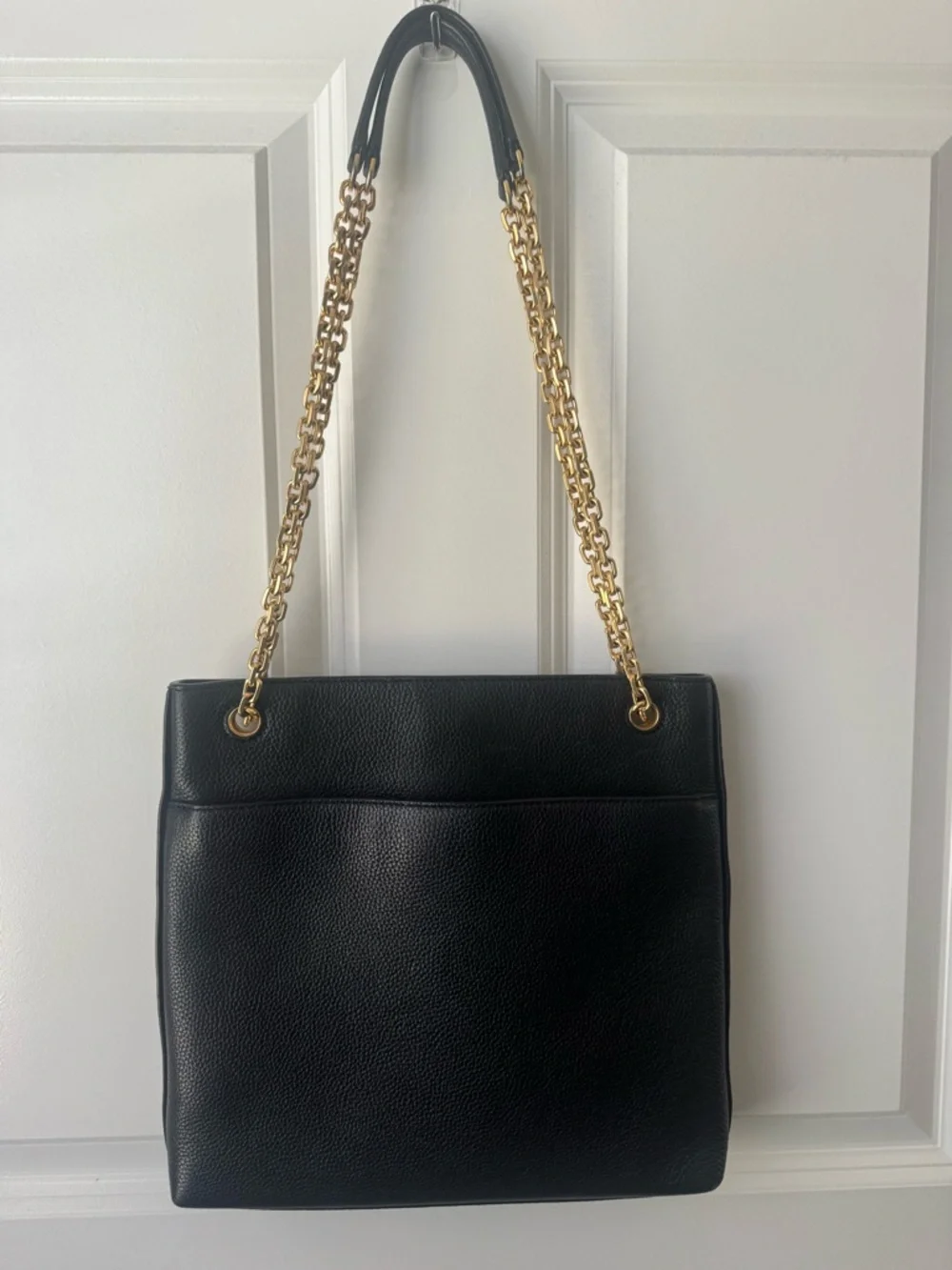 Tory Burch Black Pebbled Leather Shoulder Bag or Crossbody w/Gold Chain - Picture 6 of 7